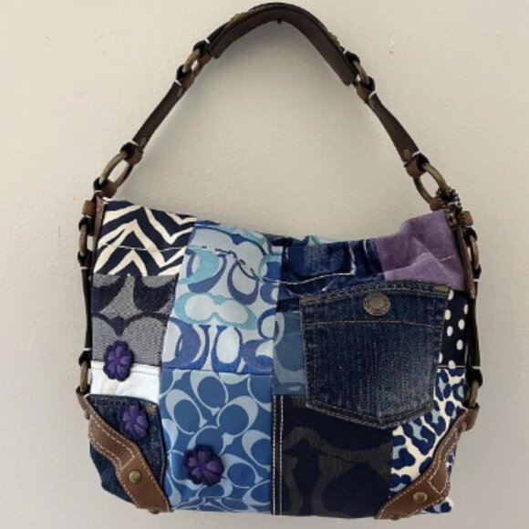 Vintage Coach Denim Patchwork Handbag and Wristlet Set - Picture 5 of 11